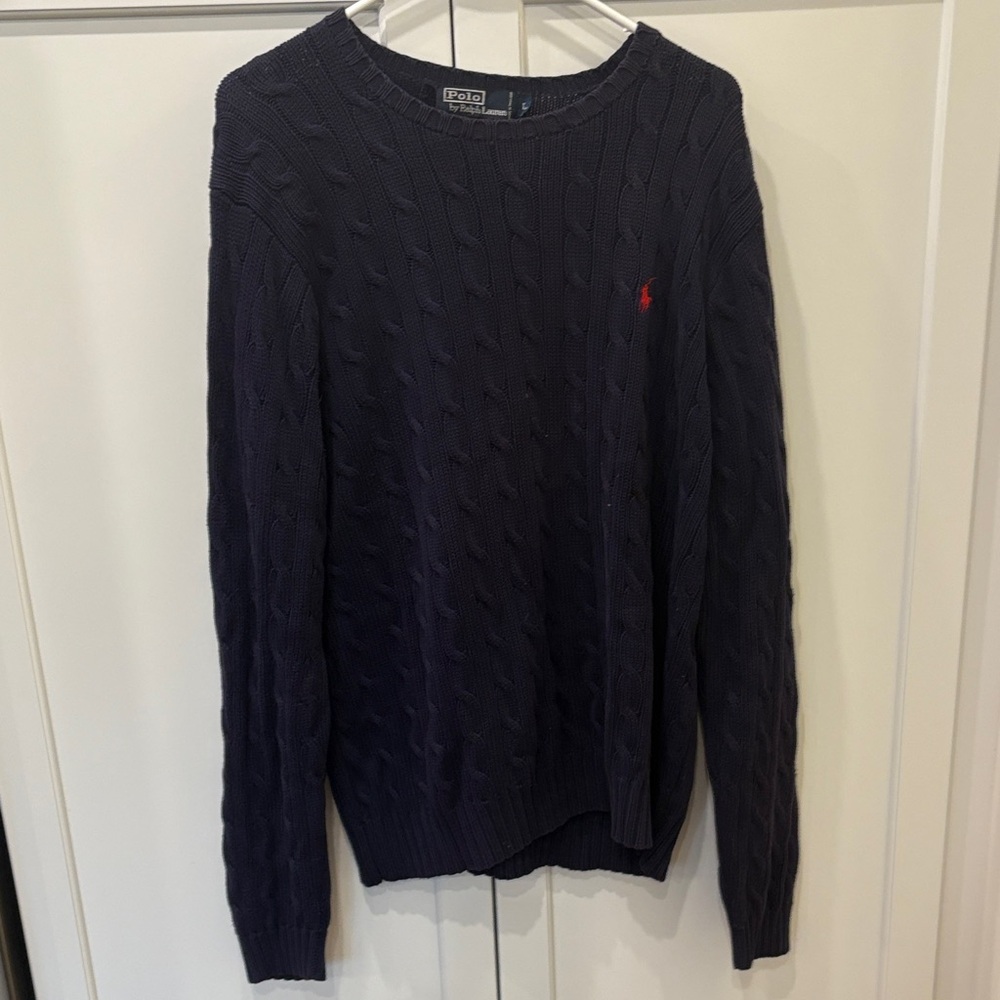 Polo by Ralph Lauren cotton Men's Dark Blue Cable Knit Sweater